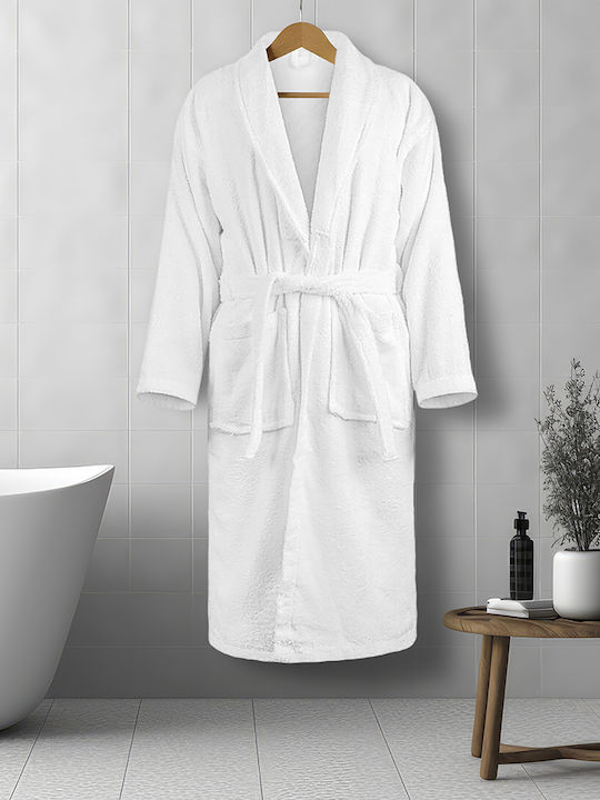 Lino Home Solid Bademantel mit Kragen White