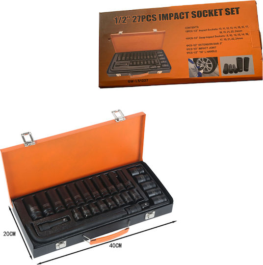 Impact Set Ratchet 1\2" 27pcs fl-160474