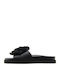 Leder Flache Sandalen für Damen in Schwarz Farbe