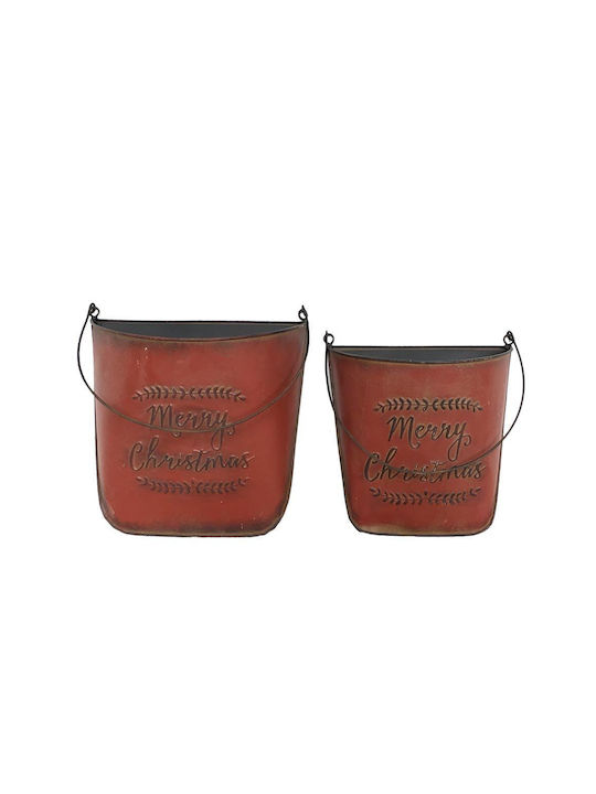 Artekko Set Ornamente de Crăciun Vaze Metalice Roșu 2buc