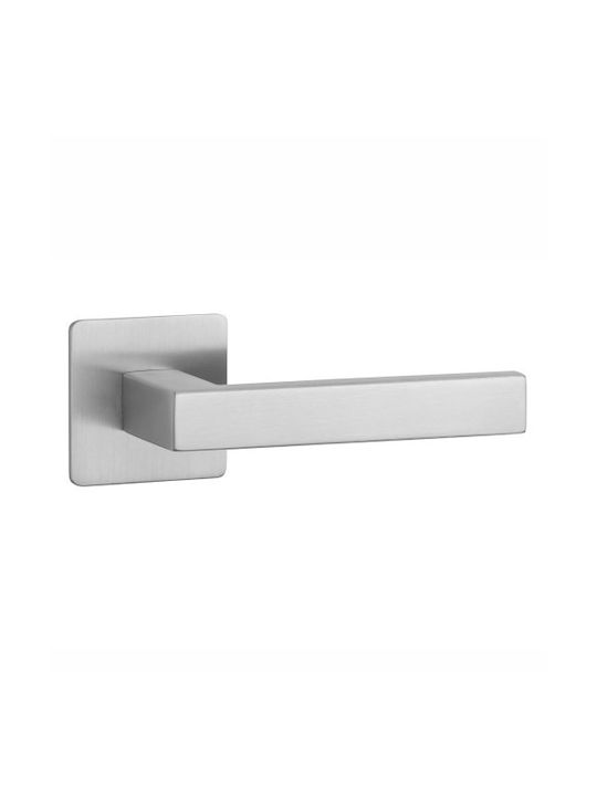 Finetto Buton Ușa din mijloc cu Rosette 842012 Pereche Satin Inox