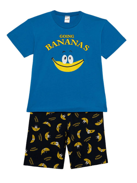 Minerva Παιδική Πιτζάμα Καλοκαιρινή Μπλε Bananas