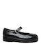 Lederne Damen Ballerinas Spitz zulaufend mit Riemen in Schwarz Farbe
