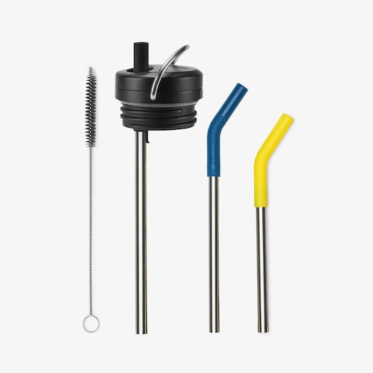 Klean Kanteen TKWide Twist Cap Kit Stainless Steel Straws Black