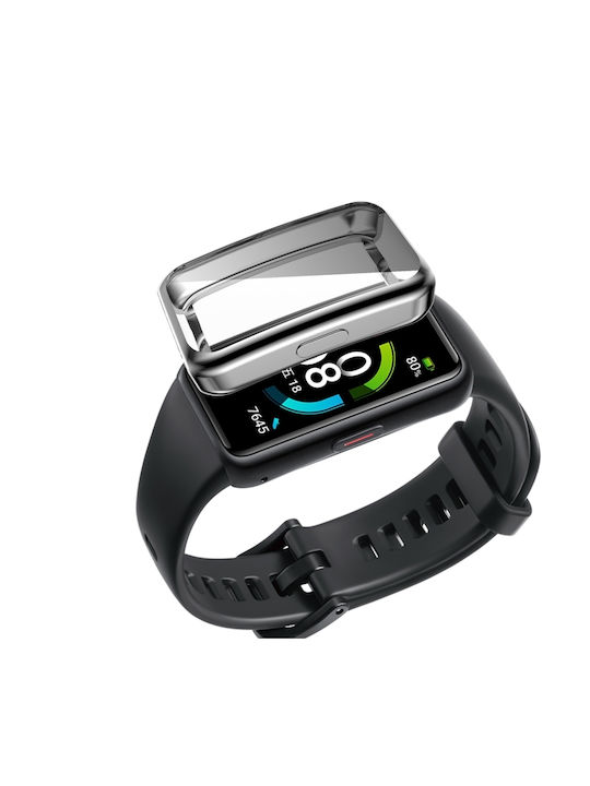 Huawei Carcasă de Silicon în culoarea Argintiu pentru Huawei Band 6, 6 Pro, Honor Band 6.