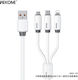 WK Regular USB to Lightning / Type-C / micro USB Cable Λευκό