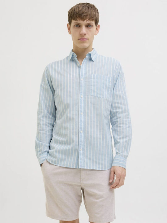 Μακρυμάνικo Βαμβακερό Πουκάμισο Ριγέ Chambray Blue