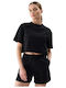 Women's Blouse Cotton Short Sleeve Black