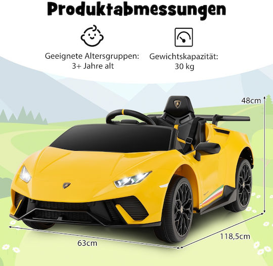 Lamborghini Μονοθέσιο με Τηλεκοντρόλ 12 Volt Κίτρινο για 3+ Ετών