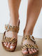 Flache Sandalen für Damen Flatforms in Tabac Braun Farbe