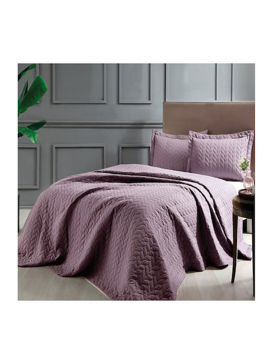 Tac Σετ Κουβερλί King Size από Πολυεστέρα Purple 250x260cm