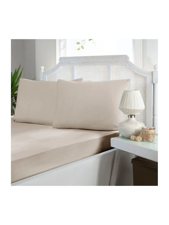 First Choice Σετ Σεντόνι με 2 Μαξιλαροθήκες King Size με Λάστιχο 180x200εκ. Beige (3τμχ)