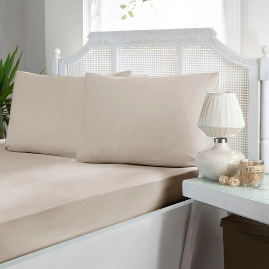 First Choice Σετ Υπέρδιπλο 3τμχ 160x200εκ. με Λάστιχο Beige