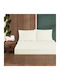 First Choice Set Cearșaf cu 2 Fețe de pernă Dublu cu Elastic 140x200cm. Cremă 3buc