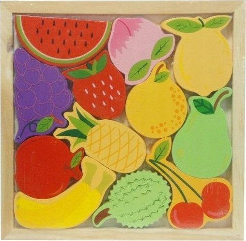 Wooden Kids Peg Puzzle Fruits 12pcs PuzzleOK