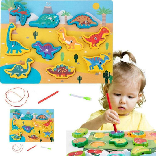 Ξύλινο Παιδικό Puzzle Σφηνώματα Δεινόσαυροι 10pcs Lean Toys