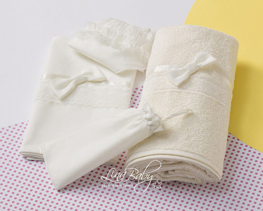 Lina Baby Set Bătături de Botez Ecru 3 Bucăți