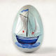 Wooden Decorative Egg "Ship" Ø8.5cm X 15cm