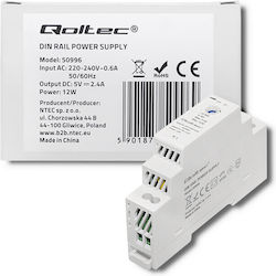 Qoltec Sursă de Alimentare pe Șină DIN cu Ieșire 5V și Putere 12W 2.4A