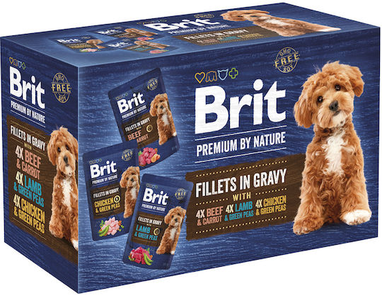 Brit Premium Nassfutter Hunde in Beutel mit Fleisch und Rindfleisch 1020gr