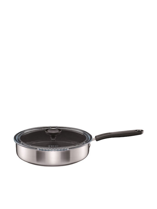 Fiskars Pan With Lid made of Stainless Steel with Non-Stick Coating 26cm
