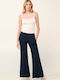 Dama Tesatura Pantaloni cu Elastic Albastru