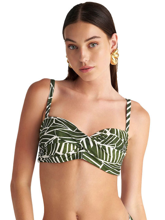 Amazon Stripes Strapless Bikini Top D Cup With Padding Green