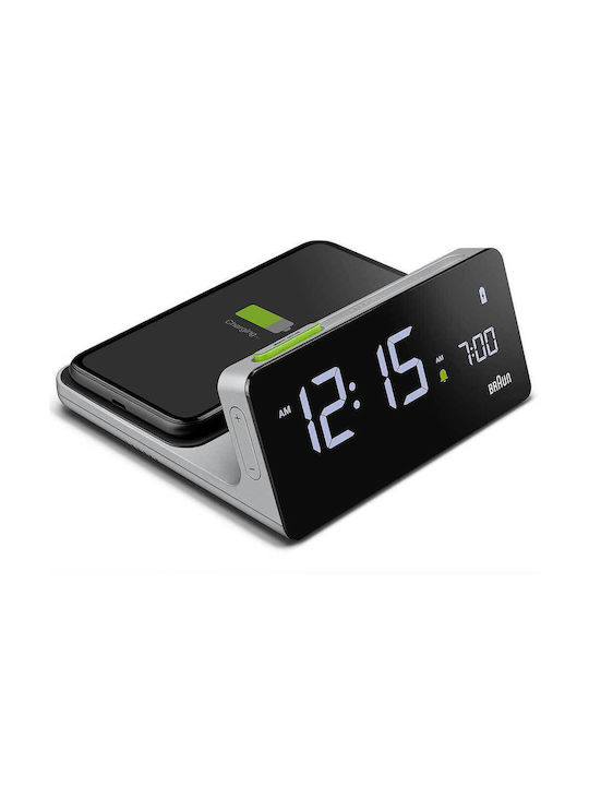 Braun Tabletop Digital Clock with Alarm & Wireless Charging mid-42812