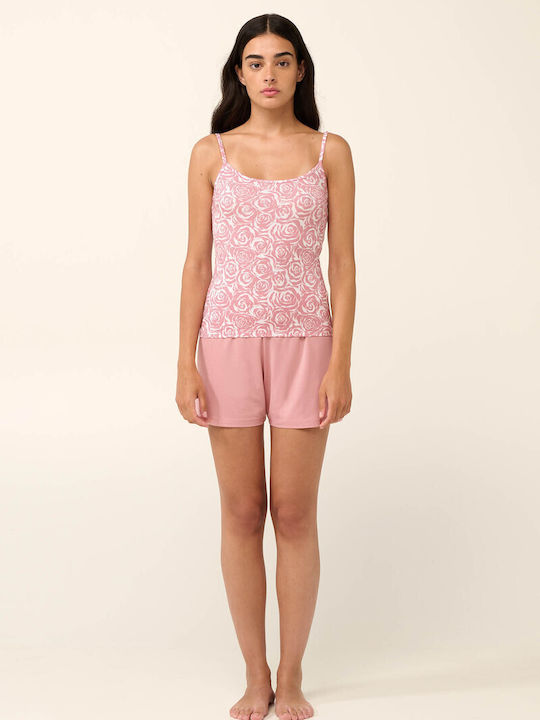 Women's T-Shirt with Spaghetti Strap Rose Petals