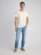 Simon Men's Jeans Pants Elastic with Slim Fit Blue