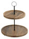 Ξύλινη Εταζέρα 2 Ορόφων Καφέ Ø25xY26cm Π25.5xΜ4xΥ26cm