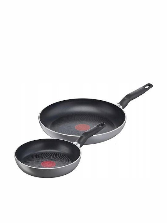 Tefal Super Start Set Of 2 Σετ Τηγάνια από Αλουμίνιο Grey με Αντικολλητική Επίστρωση 2τμχ
