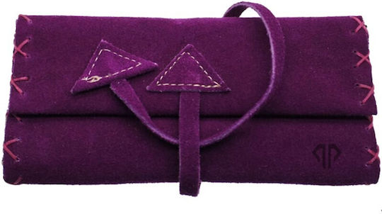PO.S Lederne Tabaktasche Lila mit Verschluss 16.5x7.5cm