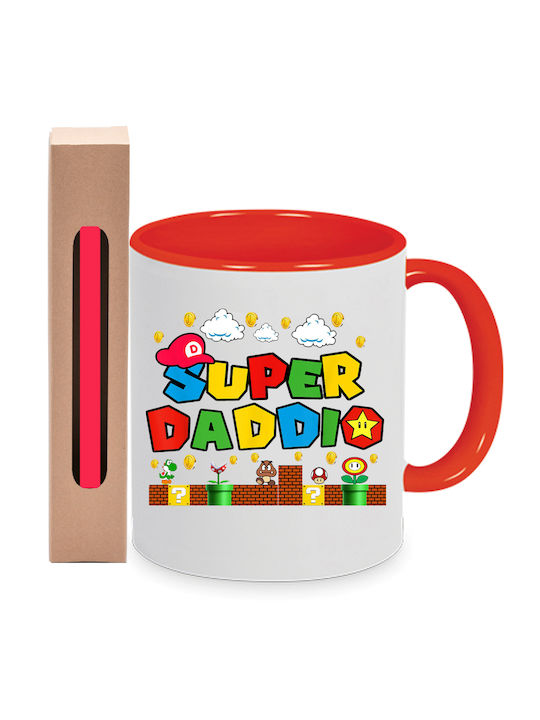 Λαμπάδα Σετ Πασχαλινή Πορσελάνινη Κούπα Best Dad Mug No19 Super Mario Ο Καλύτερος Μπαμπάς 330ml Κεραμική Λευκή Κόκκινη