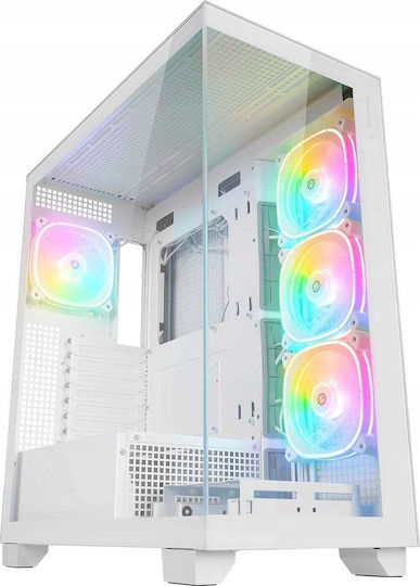 Rampage Hydra V1 Gaming Midi Tower Computer Case with Side Window White