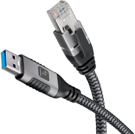 Techly Icoc U3a-rj45-050 Καλώδιο Usb 3.0 Male Ethernet Rj45 Male 5m