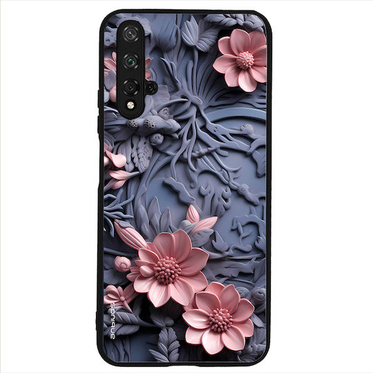 Husă Sonique Seria 3D Flori pentru Honor 20 Nova 5T Roz 02