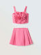Kinder-Set mit Rock Sommer 2Stück Fuchsia