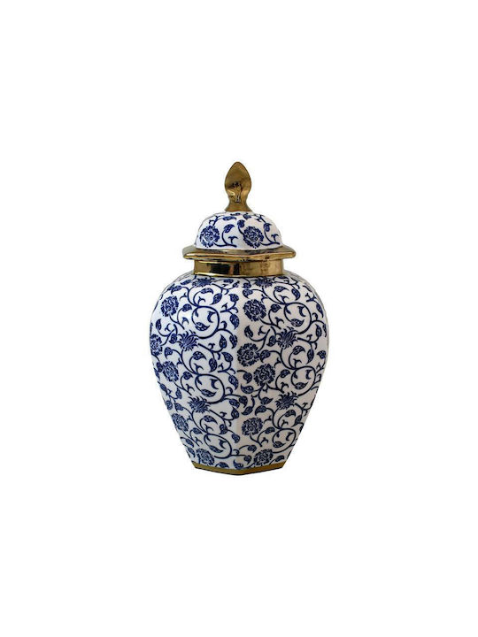 Ceramic Vase Fylliana Fl22424 Blue-White-Gold Color 26x39cm