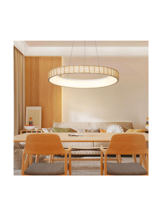 Inlight Κρεμαστό Φωτιστικό Καφέ LED με Σχοινί 60x60εκ.