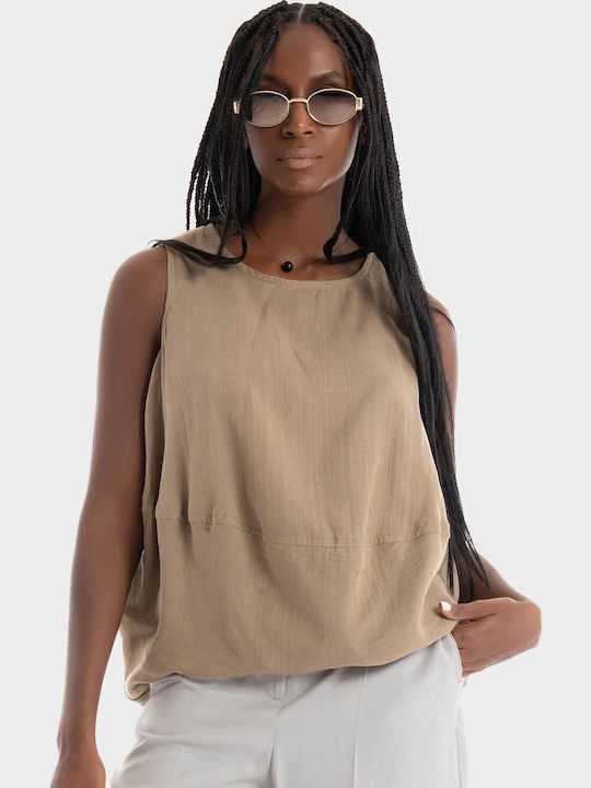 Γυναικεία Μπλούζα Βαμβακερή Black, Taupe