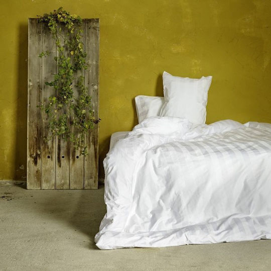 Hotel Sheet 260x280 4.5cm Striped 100% Cotton Satin 300tc Nima Hotelling White 260x280