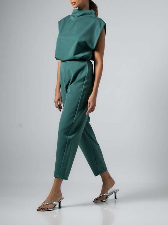 Fabulous Women's Bay Leaf Mint Set with Trousers with Elastic Carrot Fit