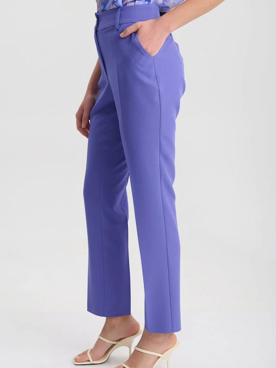 Damen Hoch tailliert Stoff Hose Lilac