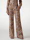 Damen Stoff Hose in Palazzo Passform Leopard MULTI
