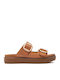 Leder Flache Sandalen für Damen Braun