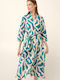 Summer Midi Dress Emerald Leaf Print Green Bayou
