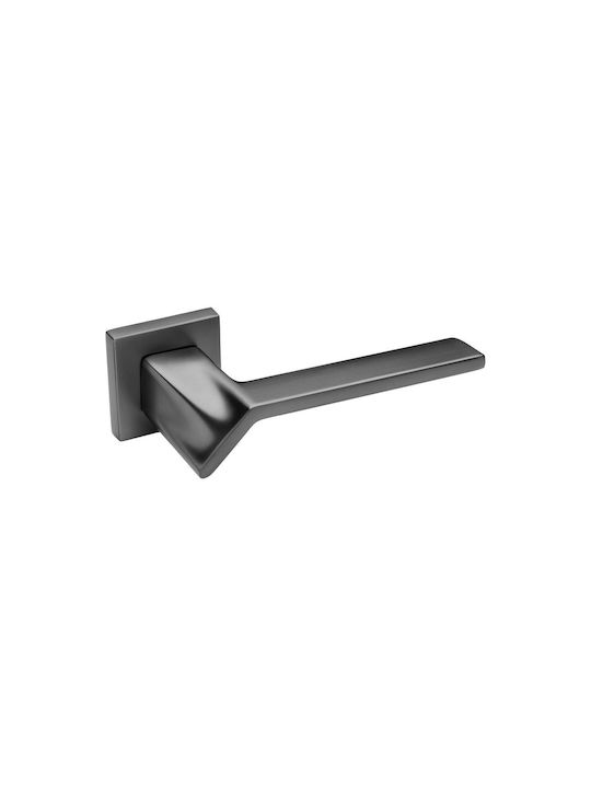 Roline K805 Außentürknauf-Paar Feststehende Rosette Zamak Grau Satin 51x139mm
