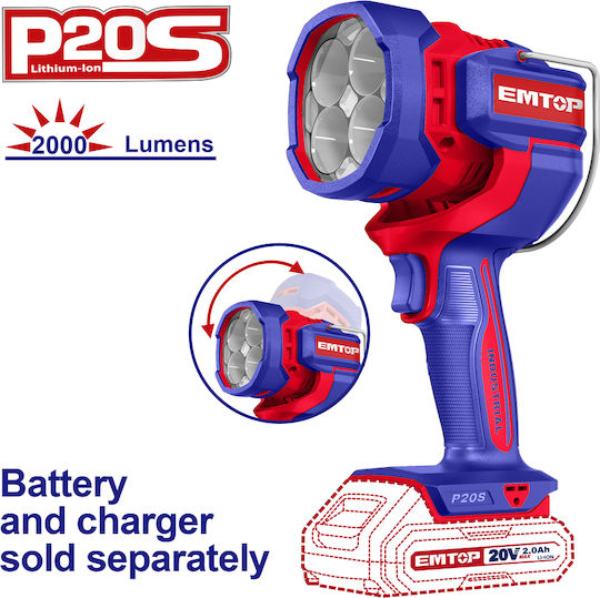 Emtop Battery Workshop Light LED with Brightness up to 2000lm