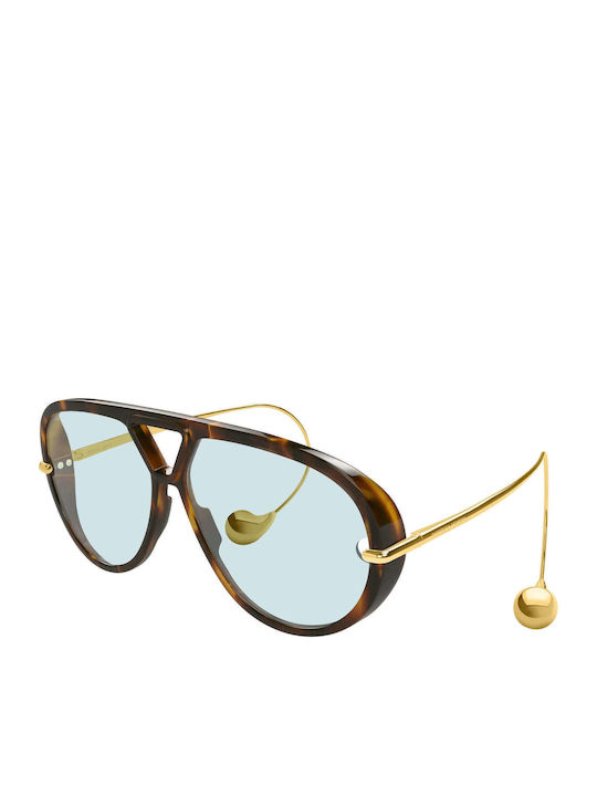 Bottega Veneta Unisex Sunglasses with Brown Tartaruga Frame and Light Blue Lens BV1273S 007
